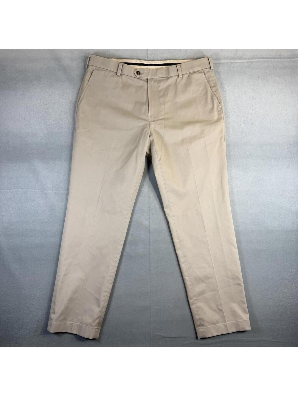Brooks Brothers Advantage Chino Milano Pants Mens 37x30 Cream Cotton Stretch